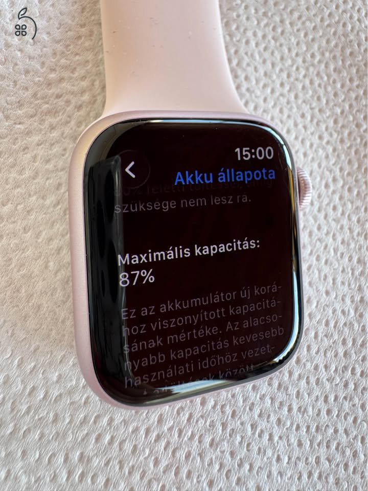 Apple Watch Series 9 GPS, 41 mm-es rózsaszín alumíniumtok + világos rózsaszín körpánt – 4‑es méret