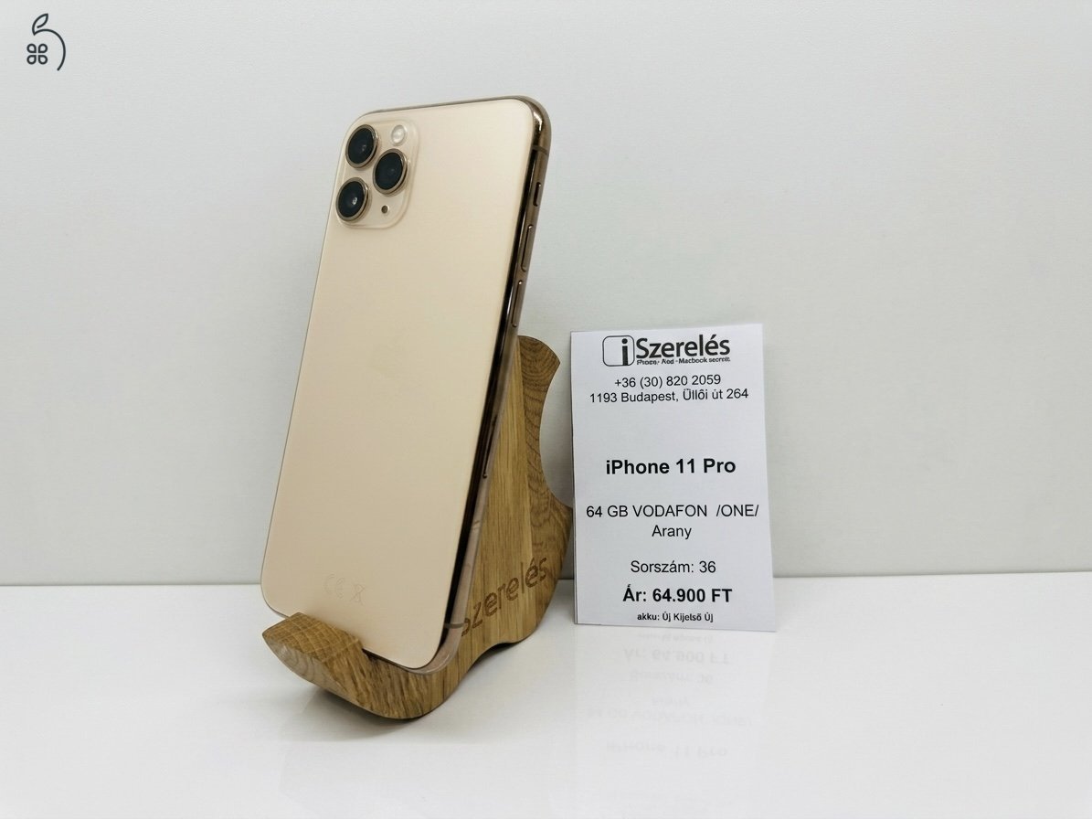 iphone 11 Pro 64 GB ONE függő | arany | új akku | új kijelző | garanciával (36)