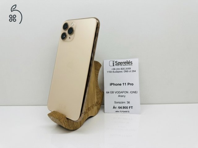 iphone 11 Pro 64 GB ONE függő | arany | új akku | új kijelző | garanciával (36)