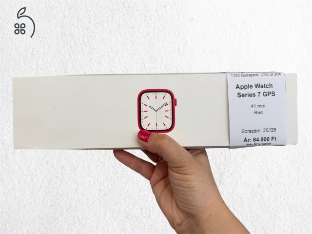 Apple Watch Series 7 41 mm red 86% akku garanciával (26/26) iSzerelés.hu