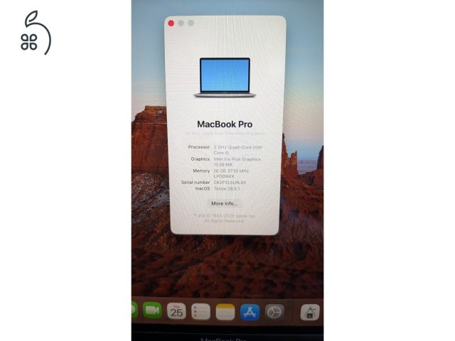 MacBook Pro 13-inch, 2 GHz Quad Core Intel i5,,  2020, 16GB RAM, 512GB, touchbar, Angol billentyuzet