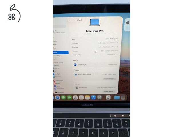 MacBook Pro 13-inch, 2 GHz Quad Core Intel i5,,  2020, 16GB RAM, 512GB, touchbar, Angol billentyuzet