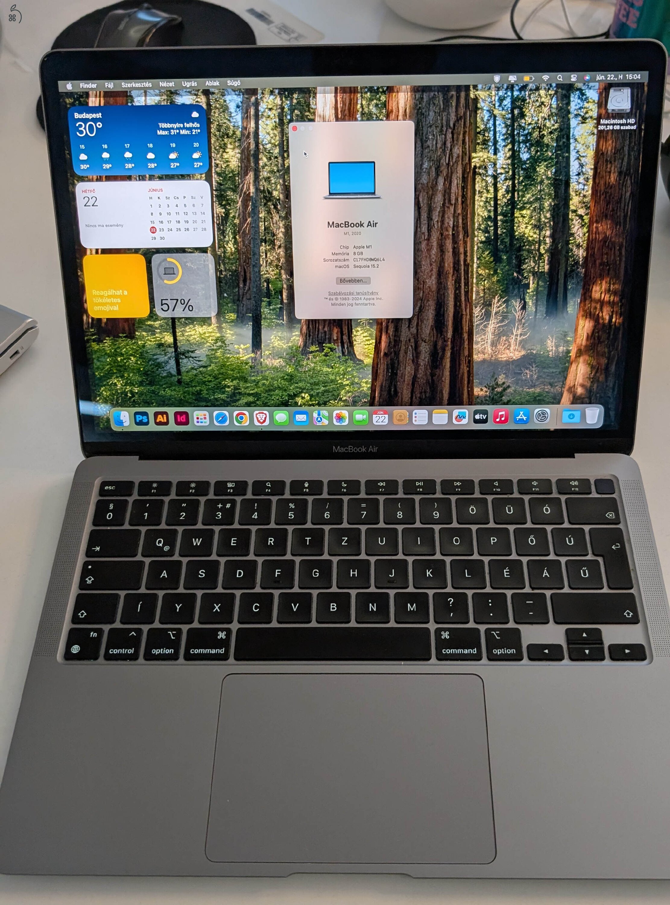 Macbook Air M1 8/256, 84%, +256 SSD, USB HUB, laptoptáska
