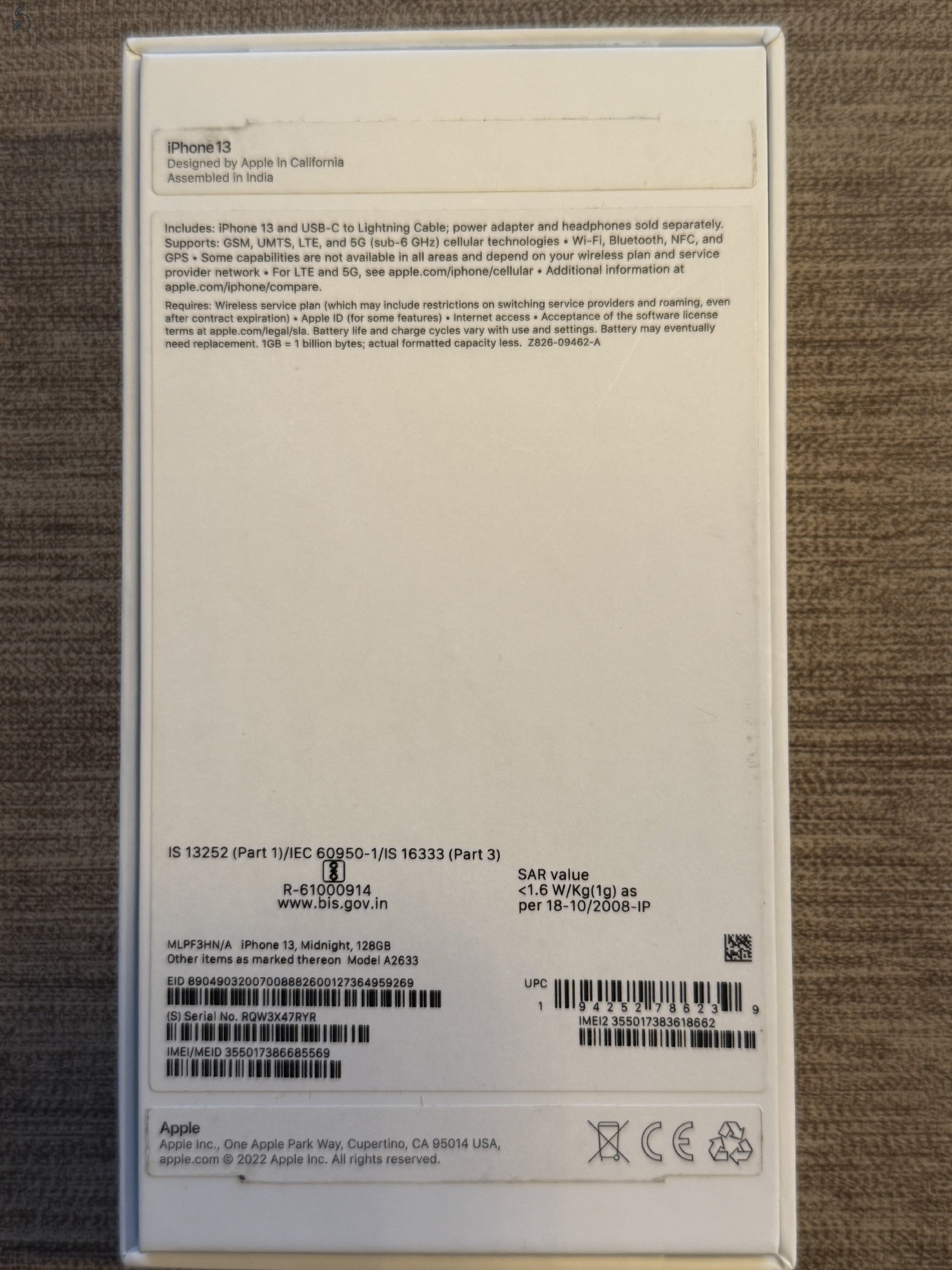 Iphone 13 midnight, 128gb