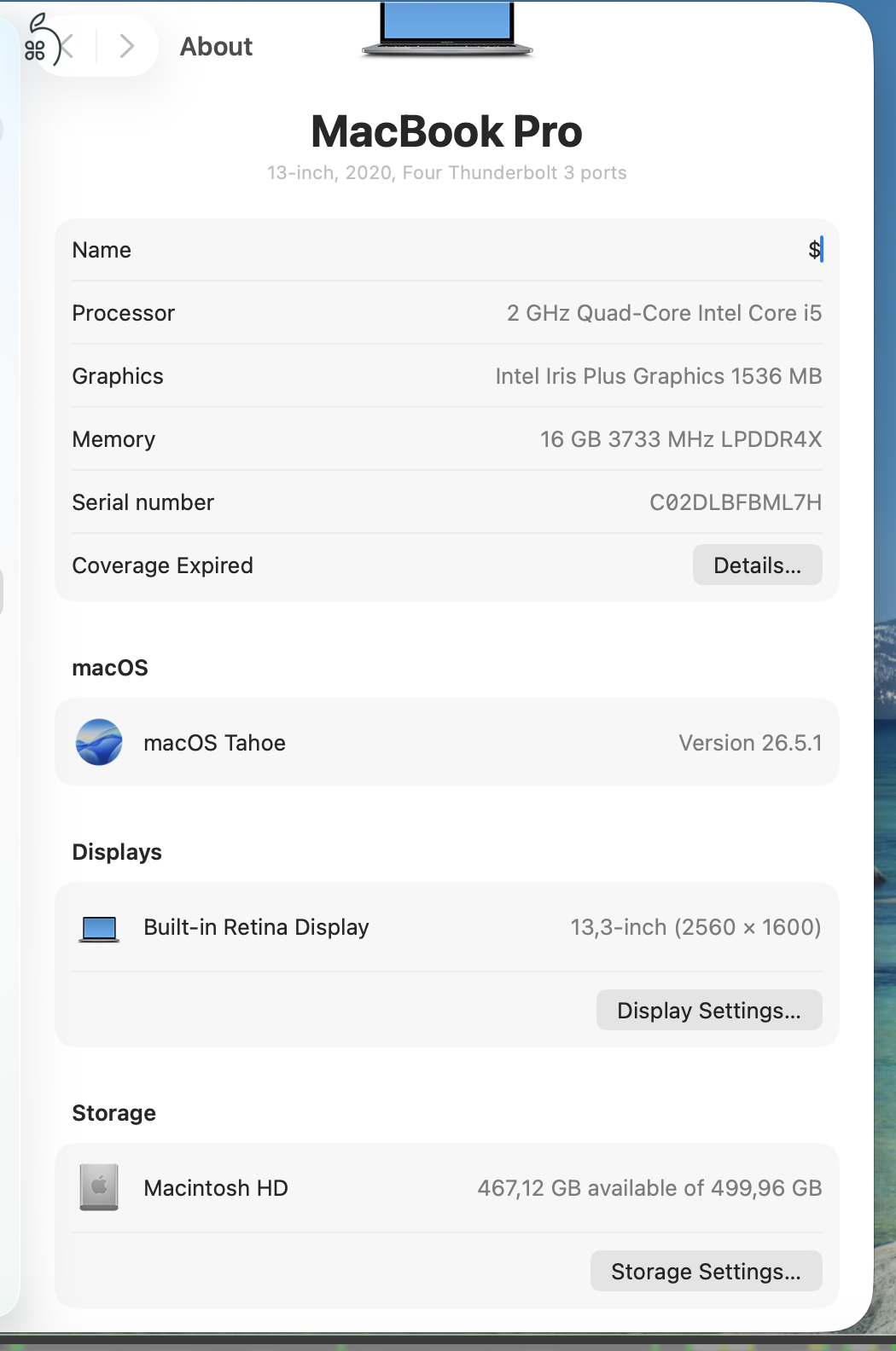 MacBook Pro 13-inch, 2 GHz Quad Core Intel i5, 2020, 16GB RAM, 512GB, touchbar, Magyar billentyuzet