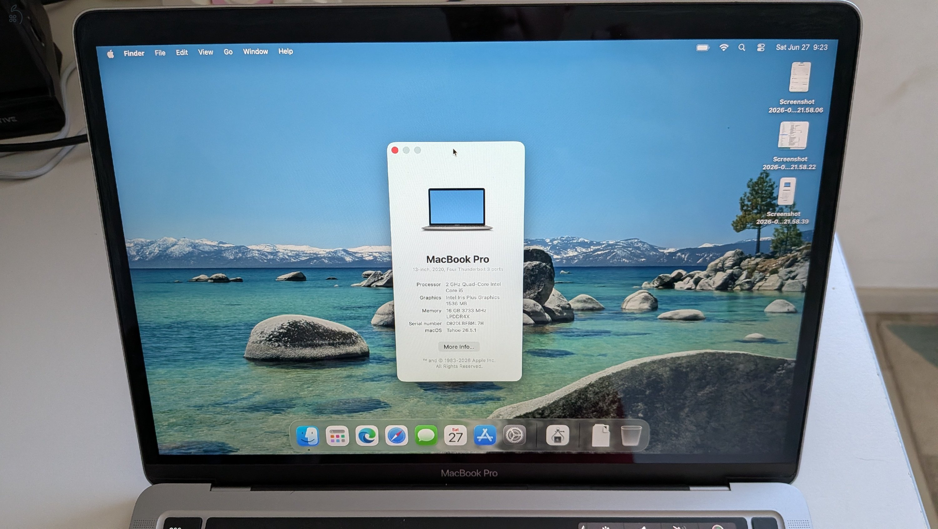 MacBook Pro 13-inch, 2 GHz Quad Core Intel i5, 2020, 16GB RAM, 512GB, touchbar, Magyar billentyuzet