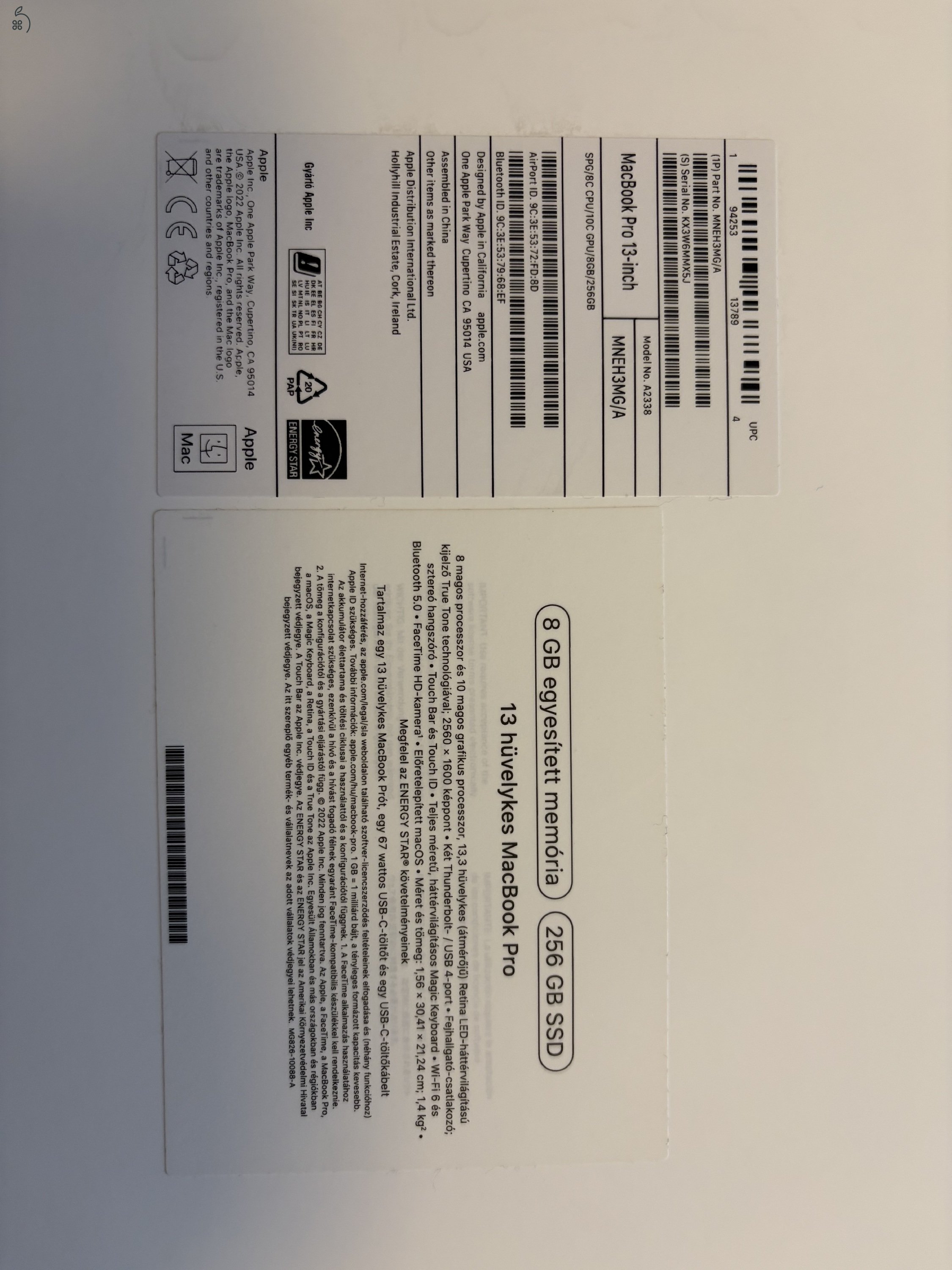 Macbook Pro 13” M2 ( 256 GB ) 