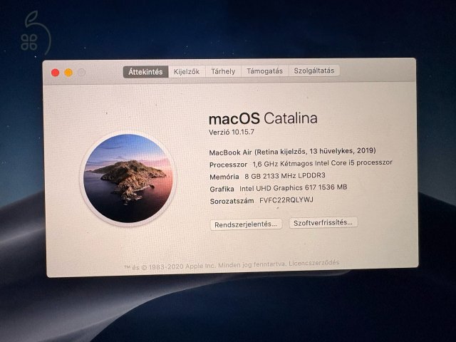 2019 Retina MacBook Air 13 / i5 1.6GHz / 8GB / 256GB SSD 