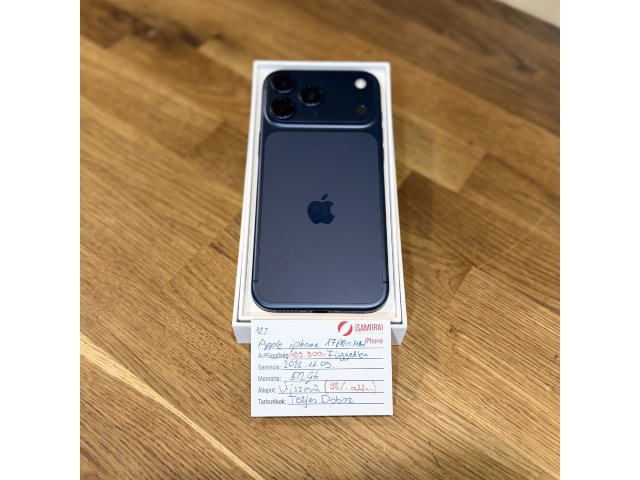 Apple iPhone 17 Pro Max - 512GB - Deep Blue - Újszerű - Akku 98% - 2026.11.09. Apple (123.)