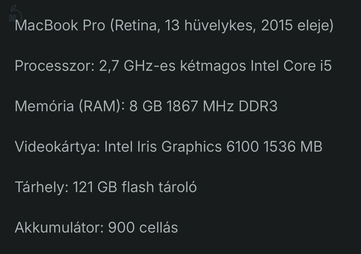 MacBook Pro (Retina kijelzős, 13 hüvelykes, 2015 eleje)