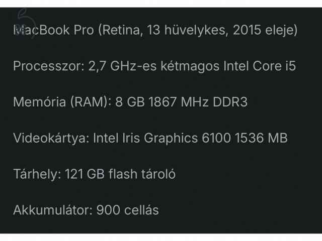 MacBook Pro (Retina kijelzős, 13 hüvelykes, 2015 eleje)