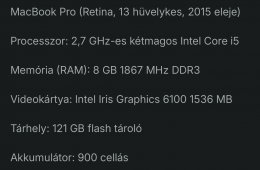 MacBook Pro (Retina kijelzős, 13 hüvelykes, 2015 eleje)