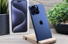 Hibátlan iPhone 15 Pro Max Blue Titanium 256GB 2 ÉV Garanciával 90%