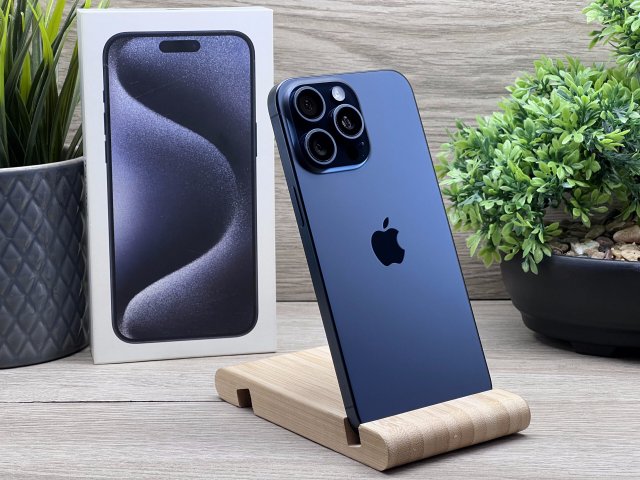 Hibátlan iPhone 15 Pro Max Blue Titanium 256GB 2 ÉV Garanciával 90%