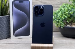 Hibátlan iPhone 15 Pro Max Blue Titanium 256GB 2 ÉV Garanciával 90%