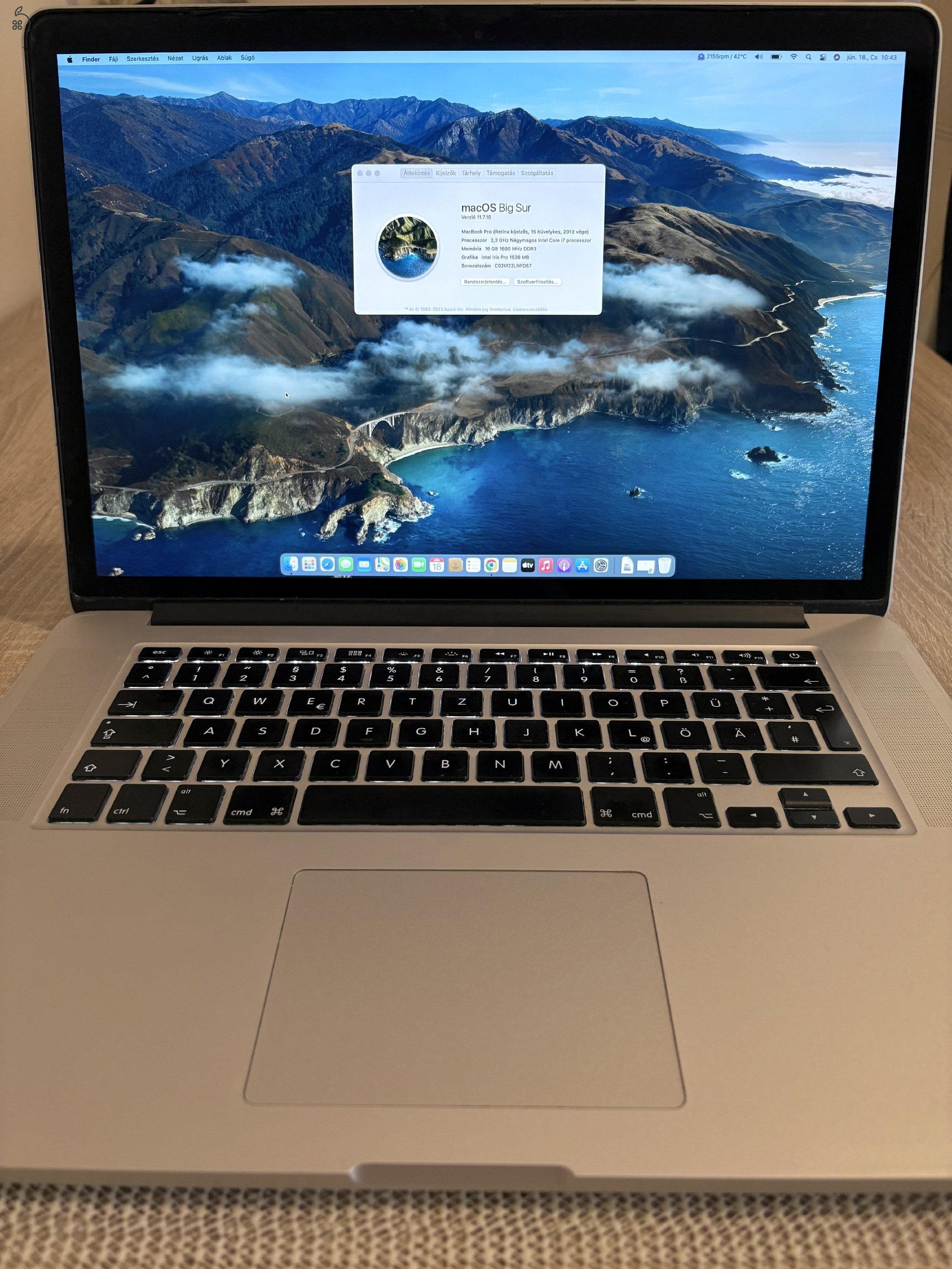2013 MacBook Pro 15 Retina i7 2.3GHz 16Gb Ram