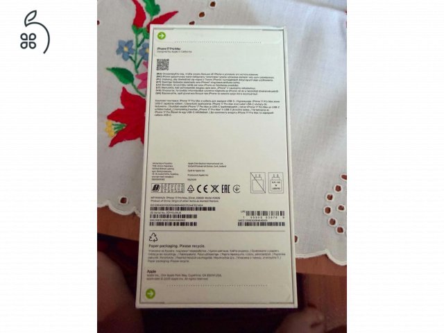 17 Pro Max 256GB Eredeti bontatlan dobozban 