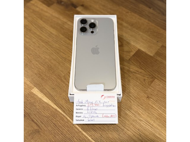 0. Apple iPhone 15 Pro Max  - 256GB - Natúr Titán - Akku 100% - ÚJ, 0 perces (112.)