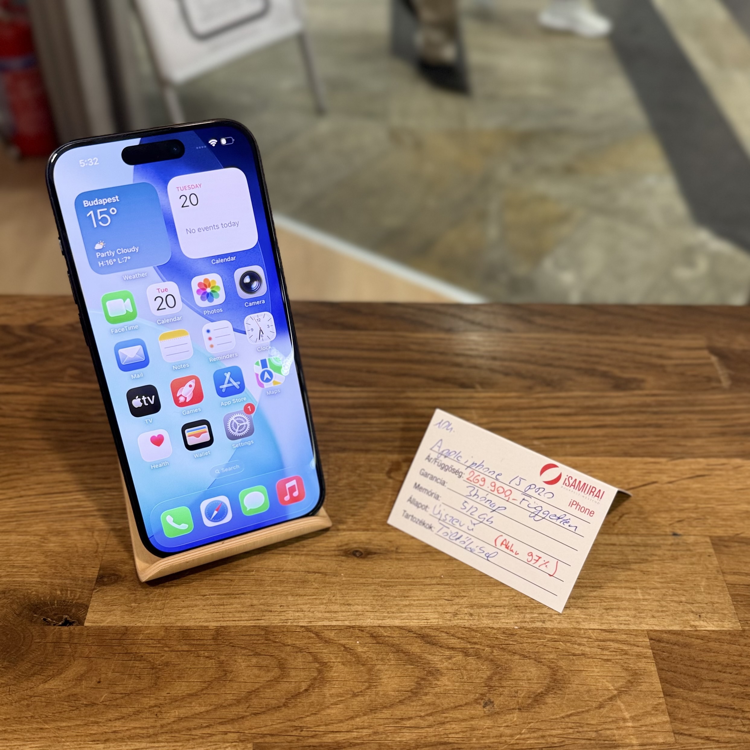 Apple iPhone 15 Pro  - 512GB - Fekete Titán - Akku 100% (104.)