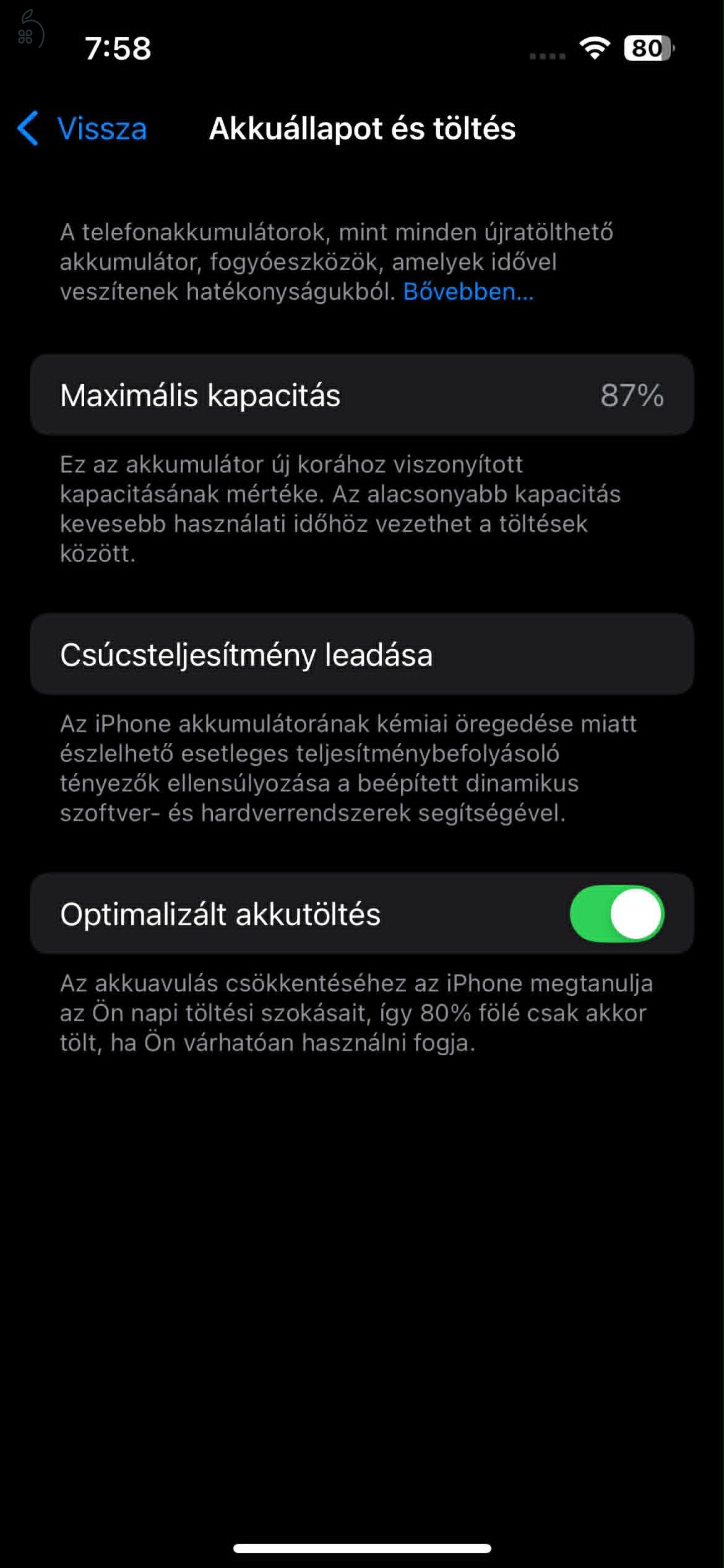 Eladó iPhone 14 128GB – Midnight kék, kártyafüggetlen (87%)