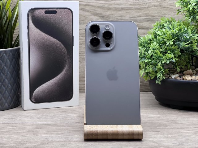 Hibátlan iPhone 15 Pro Max Natural Titanium 256GB 2 ÉV Garanciával 92%