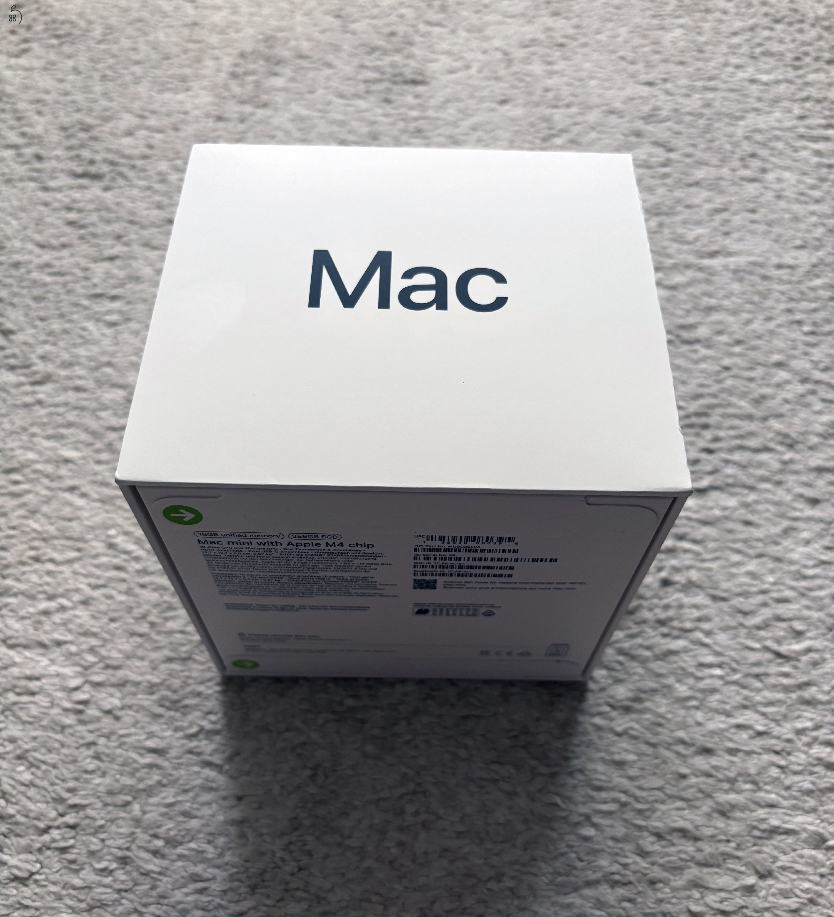 Eladó egy Mac Mini M4 chip, 16GB, 256GB SSD, bontatlan modell!