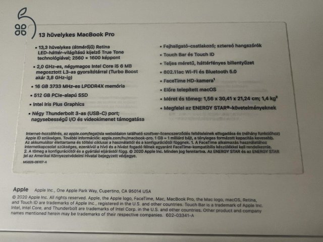 MacBook Pro 2020 i5 16GB 512GB