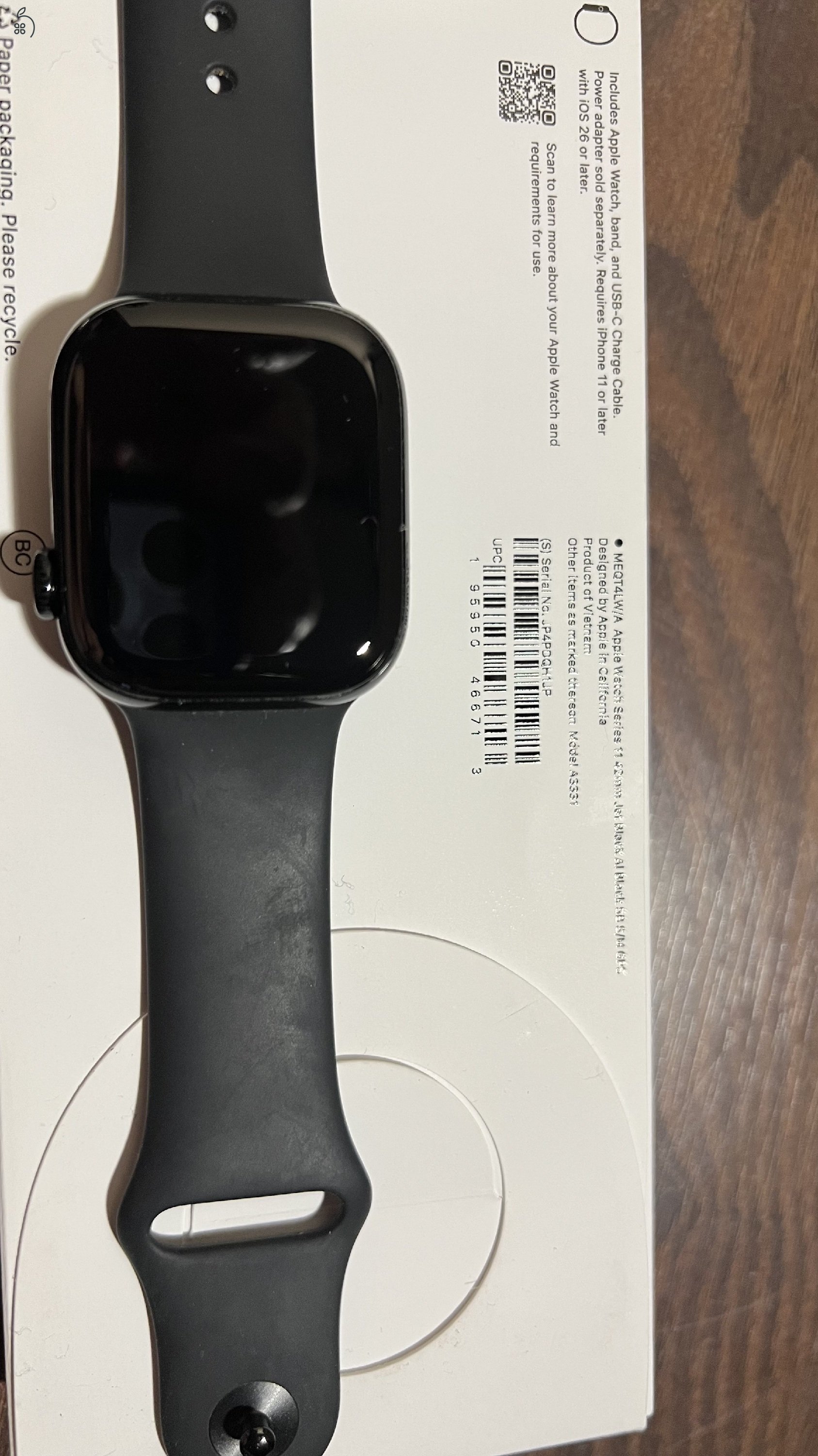 Apple Watch Serles 11 42mm Jet Black Al Black SB M/L  GPS