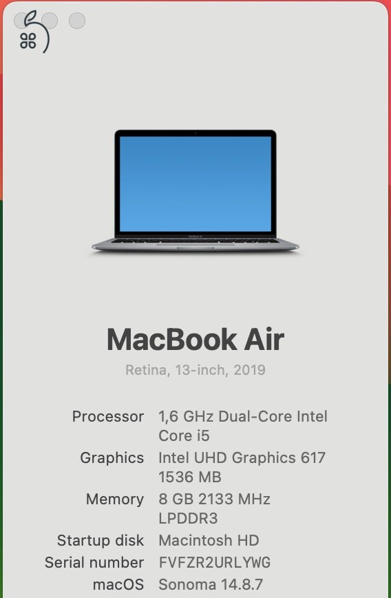 MacBook Air 13' 2019 (Intel i5, 8GB RAM, 128GB SSD) 