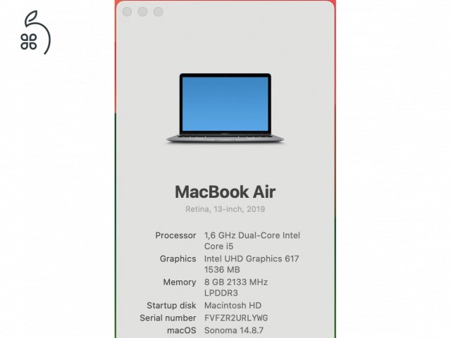 MacBook Air 13' 2019 (Intel i5, 8GB RAM, 128GB SSD) 