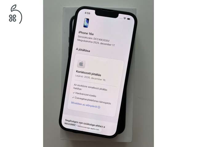iPhone 16e 128GB Makulátlan! Akku 100%!