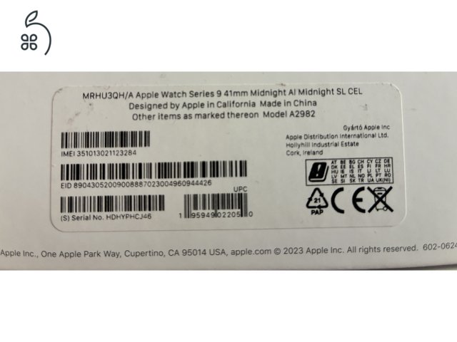 Apple Watch S9 Cellular Fekete 41mm