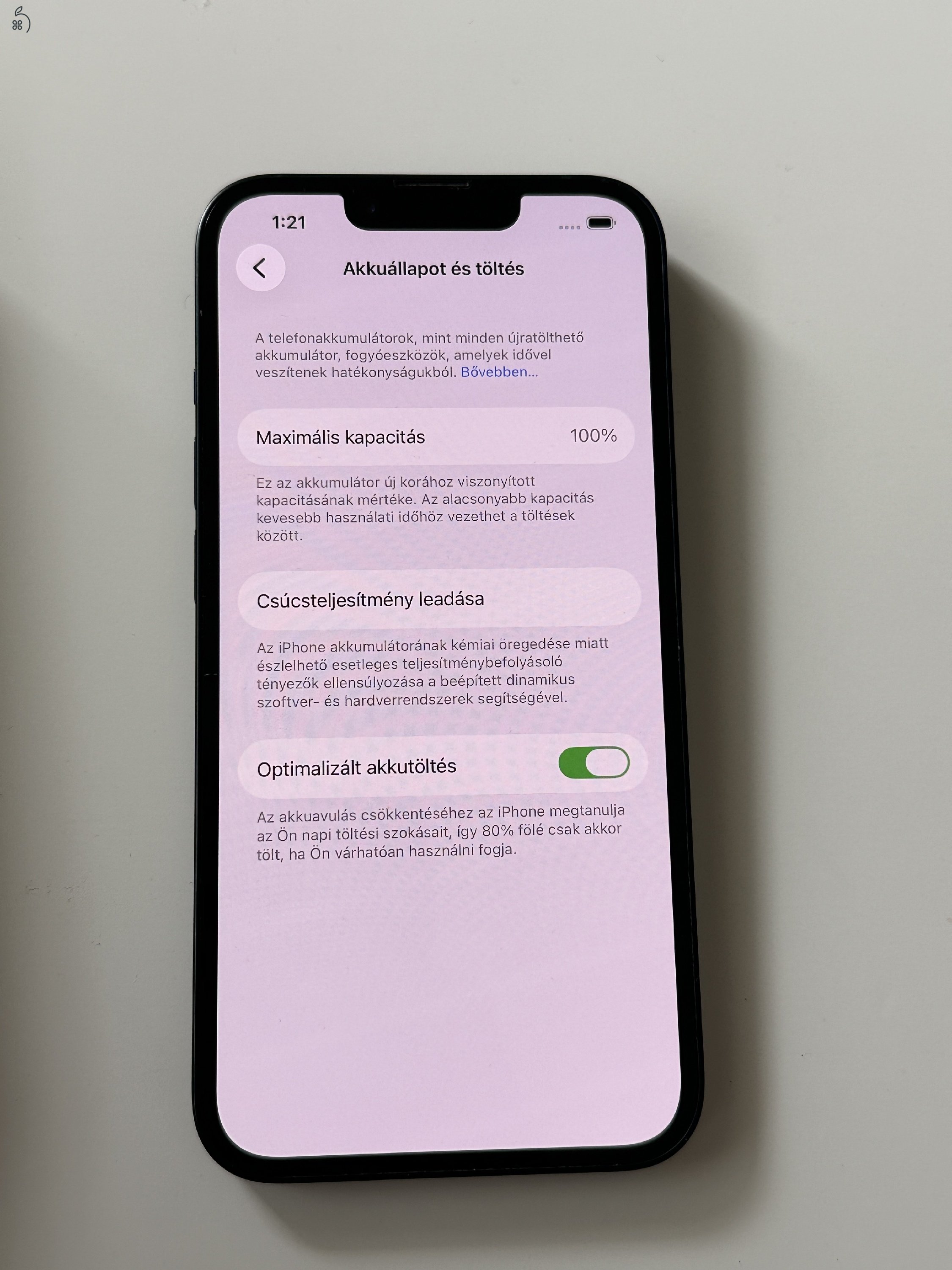 GYÖNYÖRŰ iPhone 14 éjfekete 128gb, 100% Akku