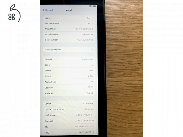 Apple iPad (6. generáció) Silver – 32GB – Wi-Fi + Cellular