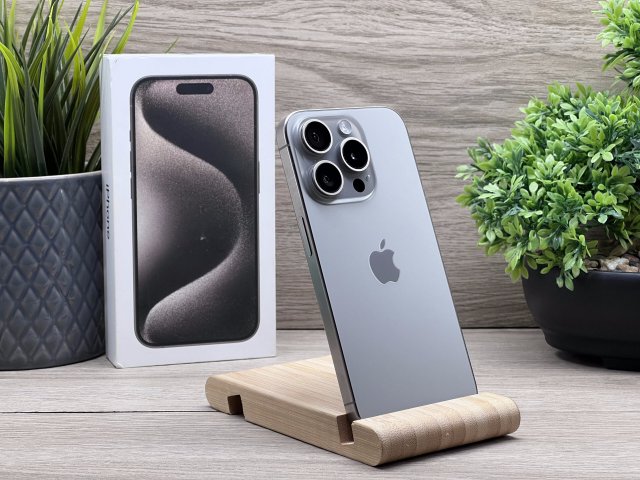 Hibátlan iPhone 15 Pro Natural Titanium 256GB 2 ÉV Garanciával 93%