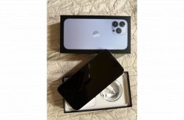 ELADÓ  (fóliázott, tokban tartott) iPhone 13 pro max, sierra blue, 128Gb