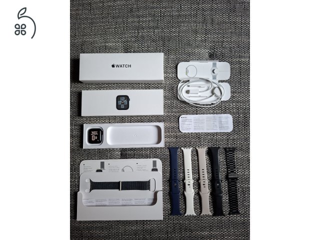 Apple Watch SE 2022 (2nd gen) Midnight (éjfekete) 44 mm Cellular + Ajándék szíjak