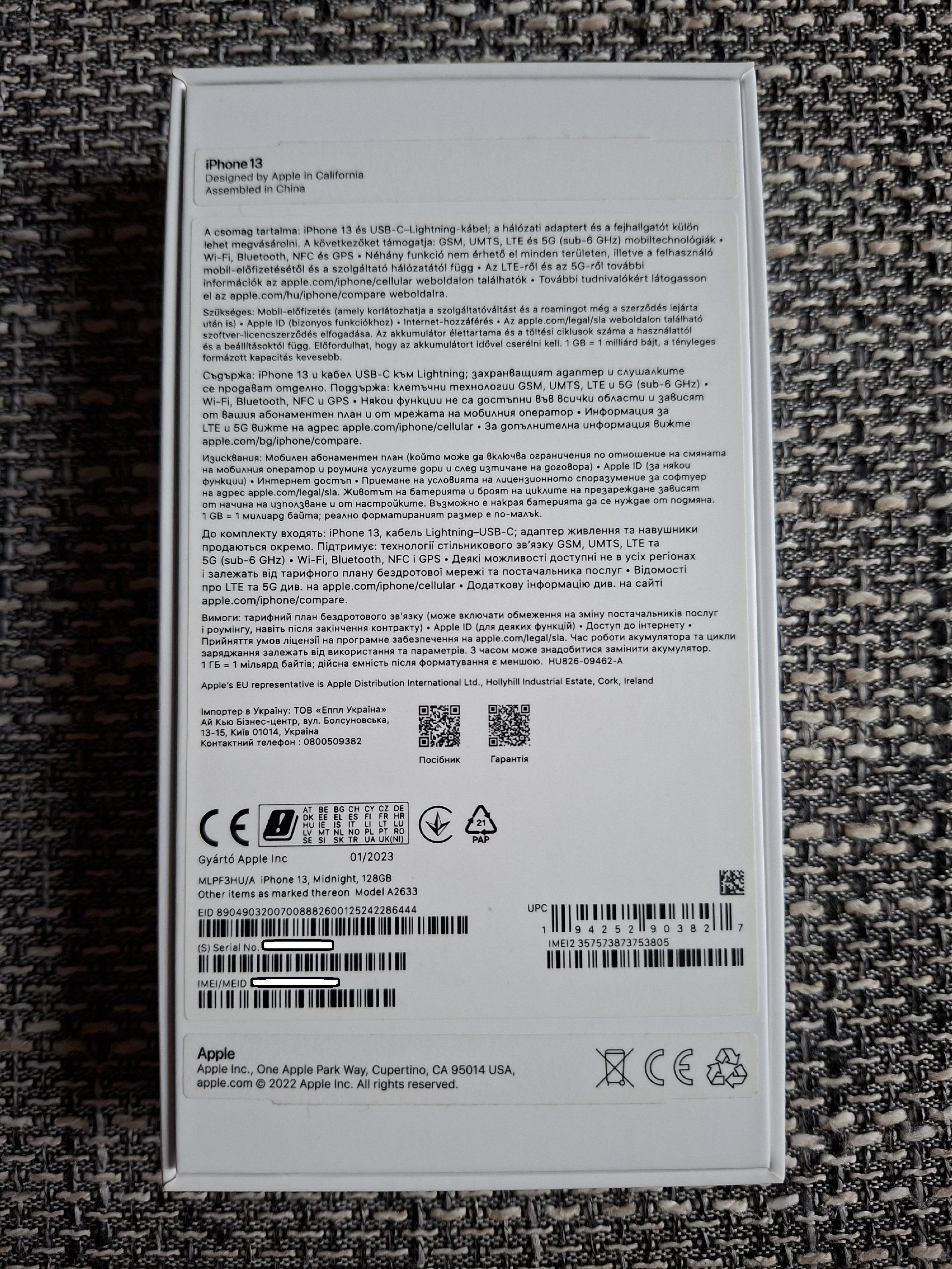 iPhone 13 Midnight (éjfekete) 128 GB kártyafüggetlen + Ajándék tokok
