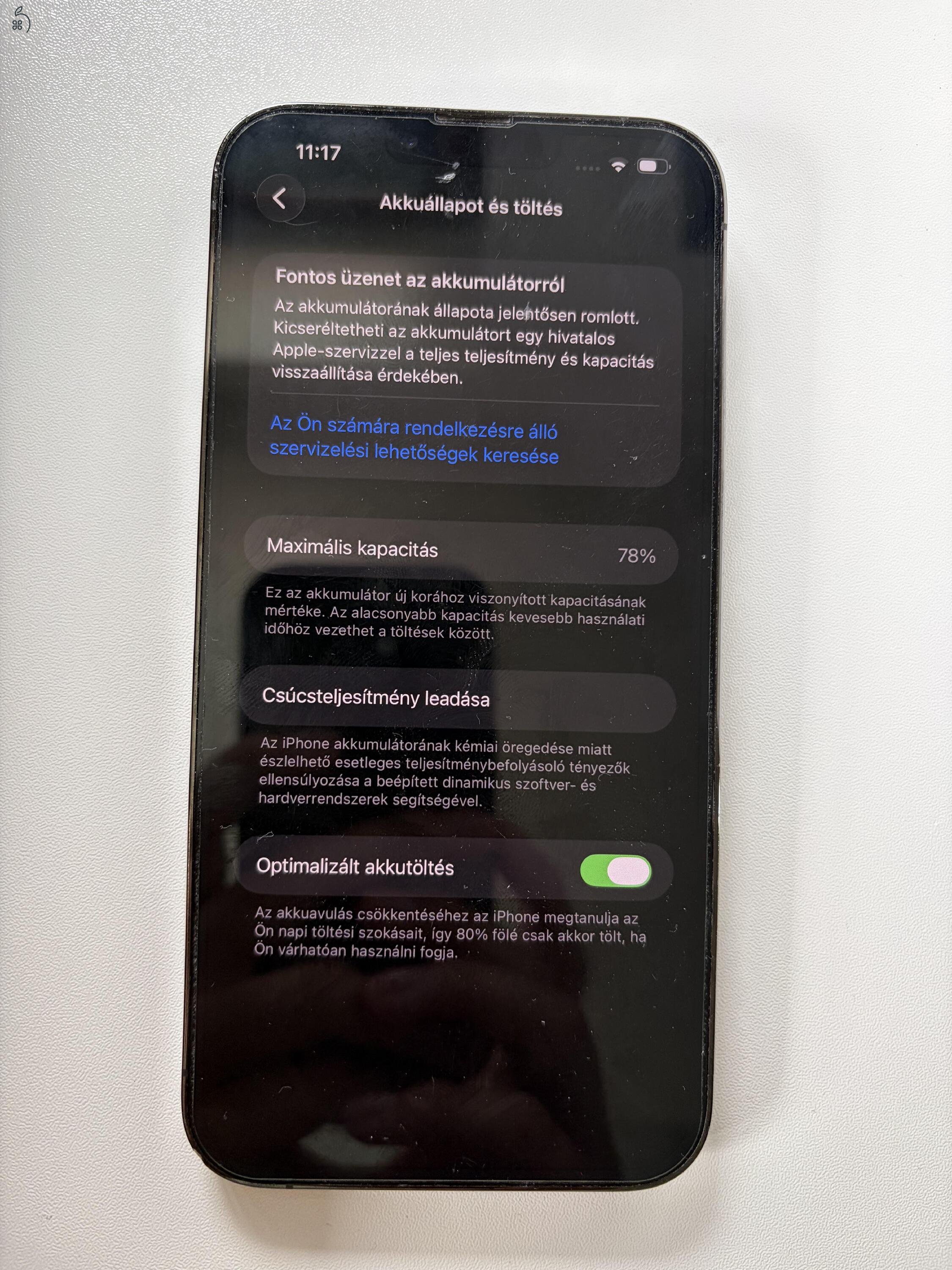 iPhone 13 Pro Max 256GB Graphite 78% Akku Független Kamera hibás 