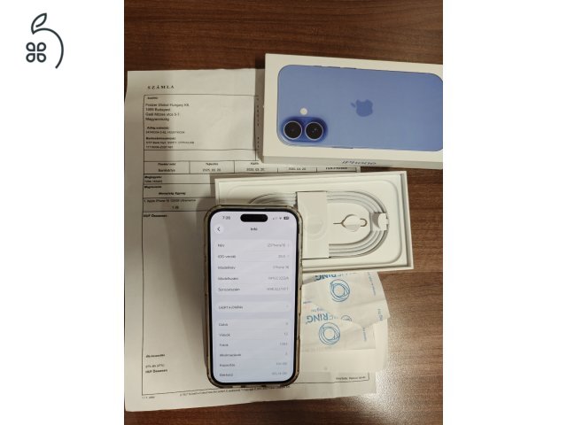 Apple iPhone 16 128GB Ultramarine Kártyafüggetlen 99%