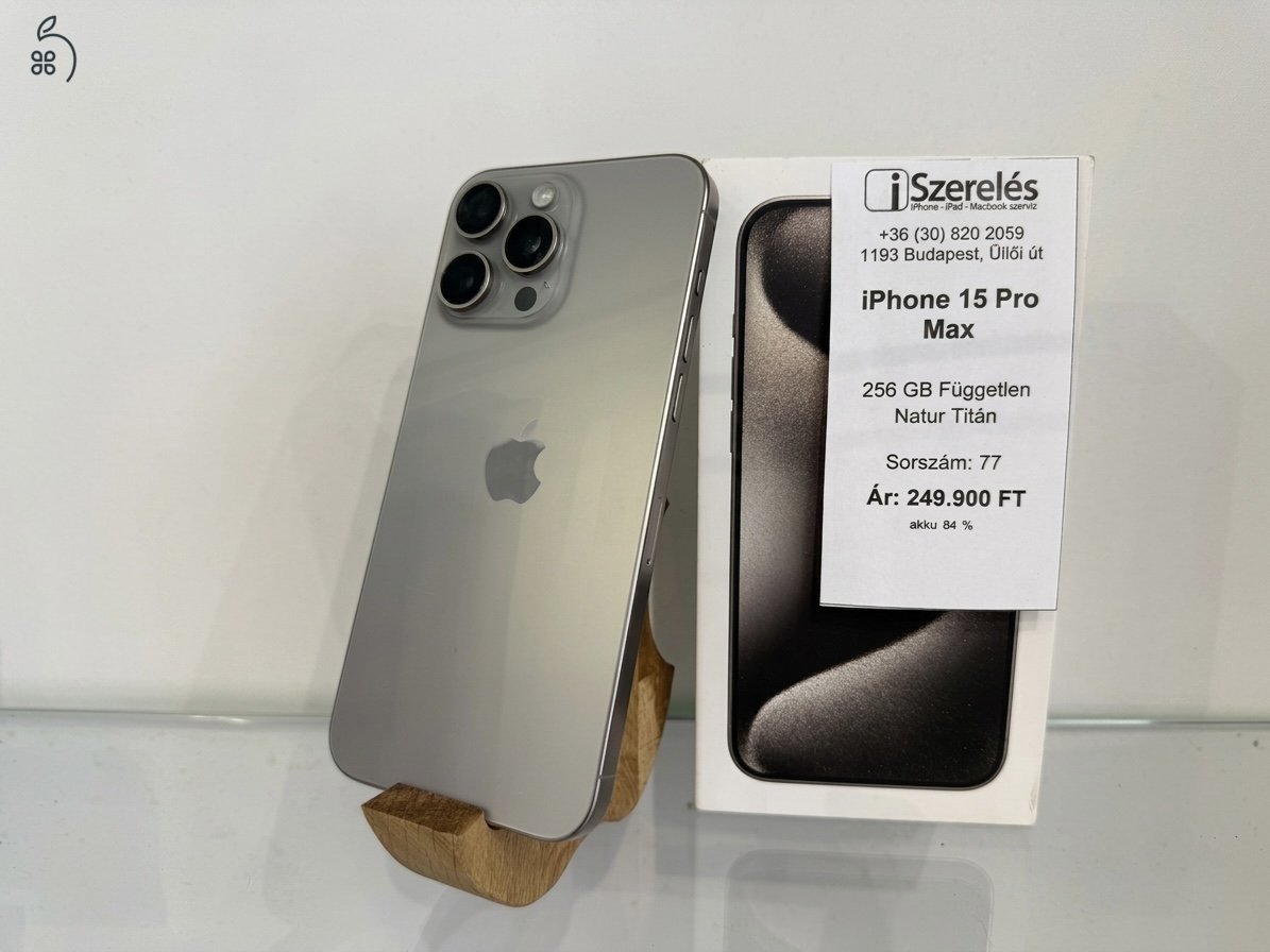 iPhone 15 Pro Max 256GB független natúr titán garanciával (77) iSzerelés.hu