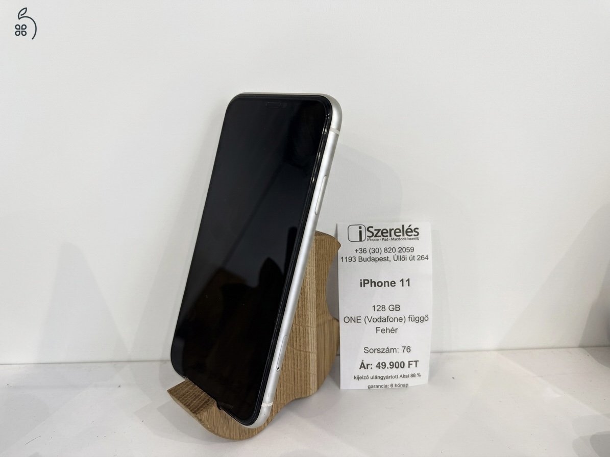iPhone 11 128GB One függő akku 88% garanciával (76) iSzerelés.hu