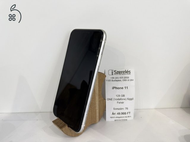 iPhone 11 128GB One függő akku 88% garanciával (76) iSzerelés.hu