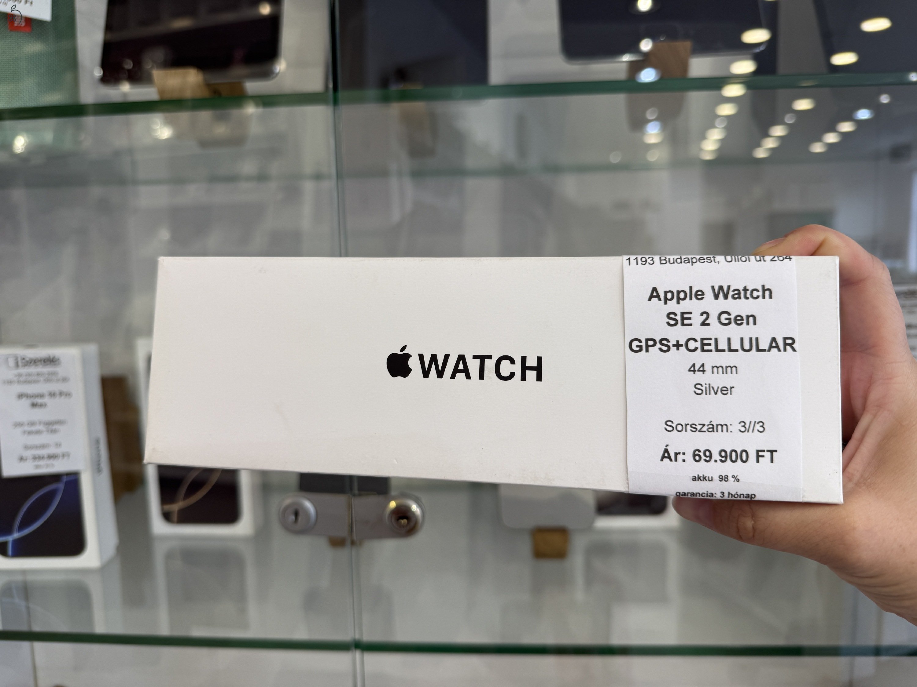 Apple Watch SE2 44mm Silver GPS+Cellular akku 98% (3/3) iSzerelés.hu