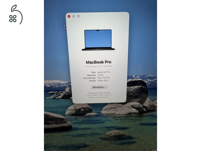 MacBook PRO 16” M3 Pro Chip 18GB/512GB akku 92% fulldoboz