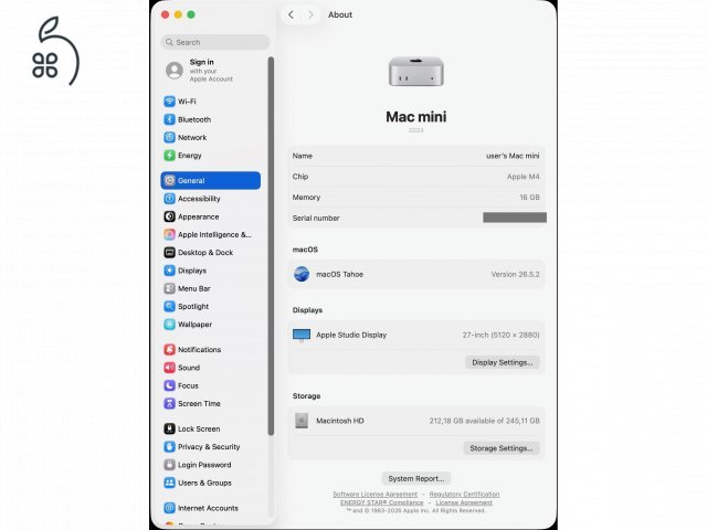 Mac Mini M4 16GB RAM 256 GB SSD