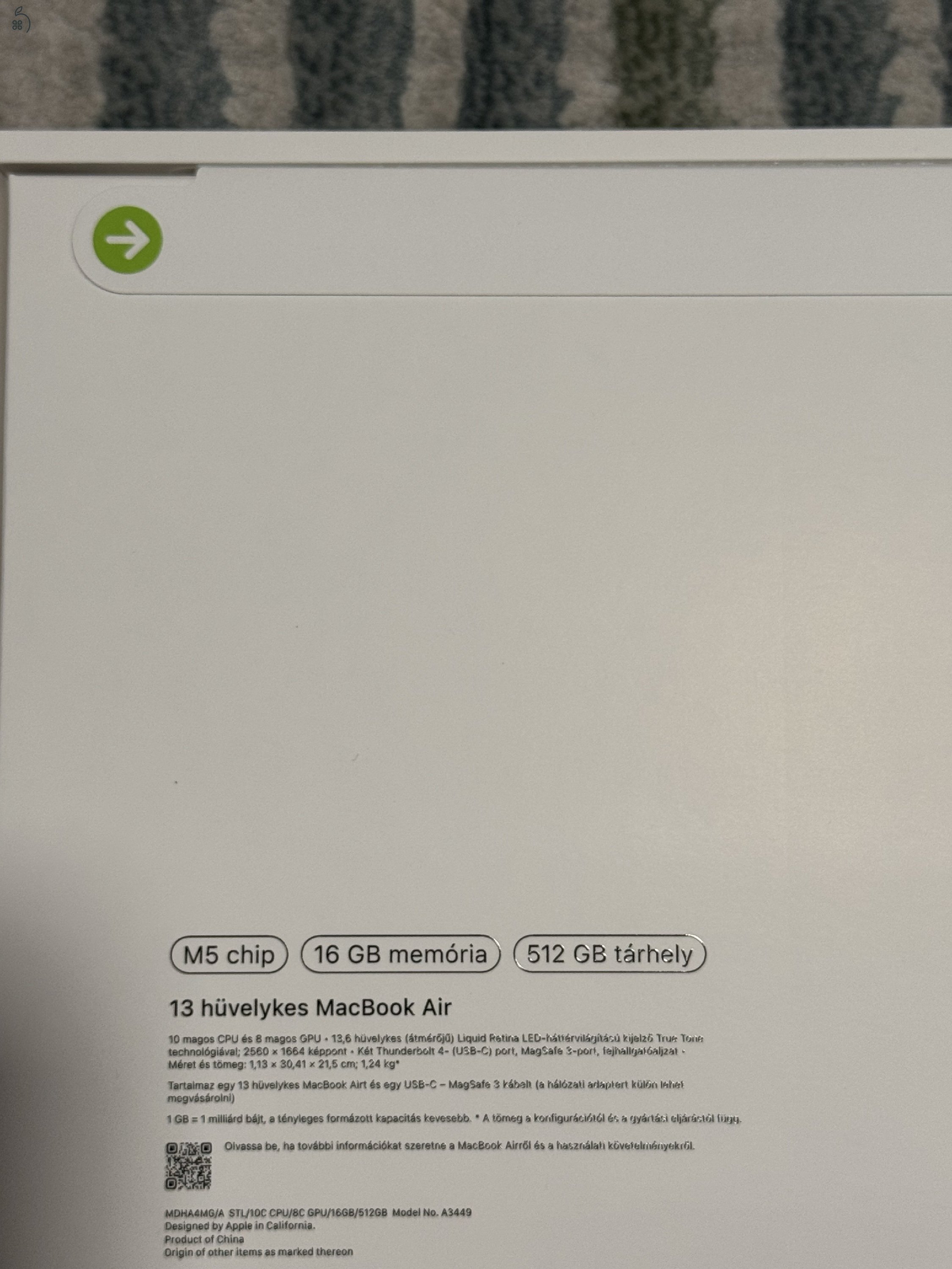 ÚJ, bontatlan MacBook AIR 13” M5 Chip 16GB/512GB SSD, Apple garancia!