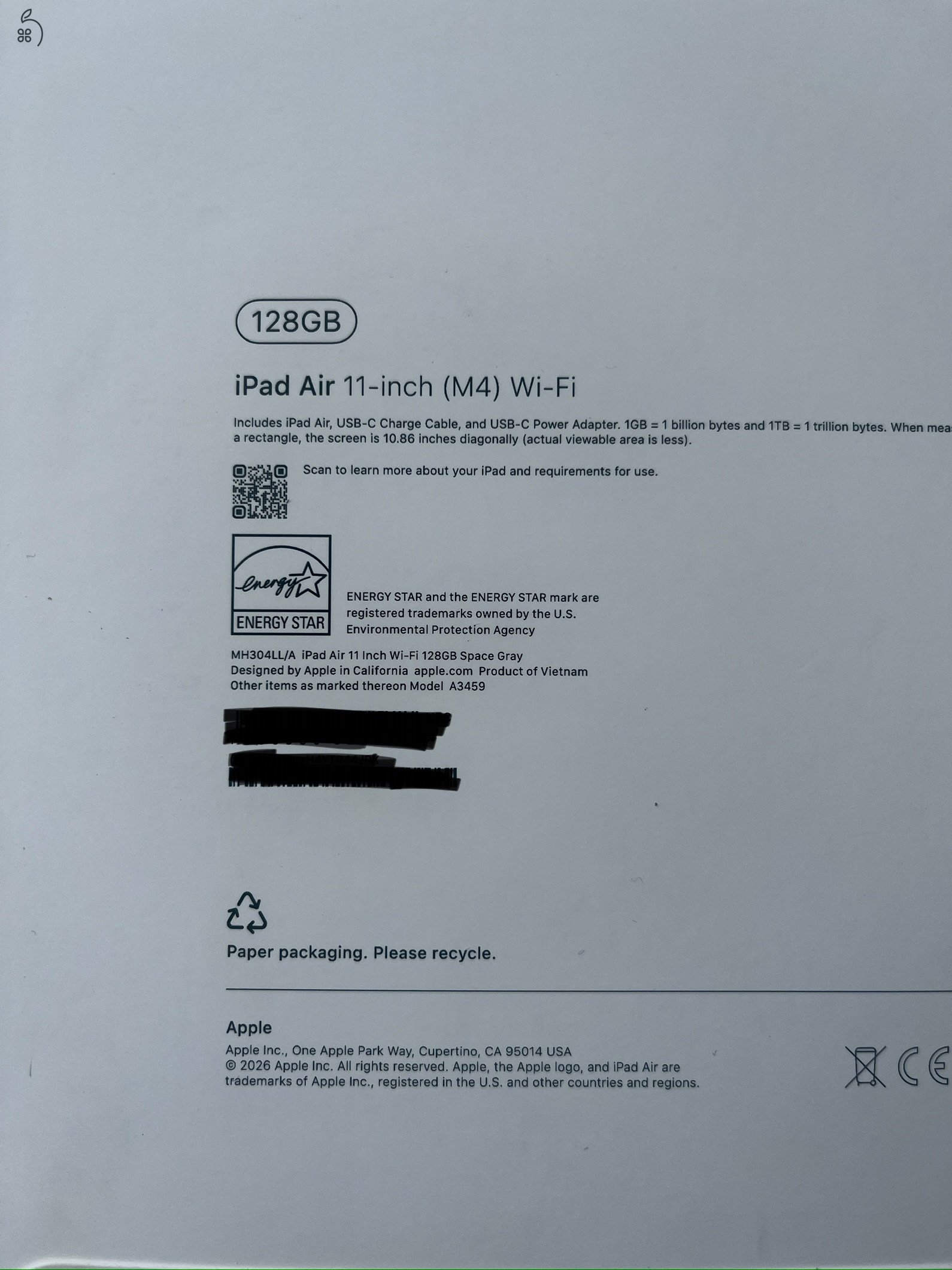 Apple iPad Air 11” M4 Wi-Fi, 128 GB, Space Gray