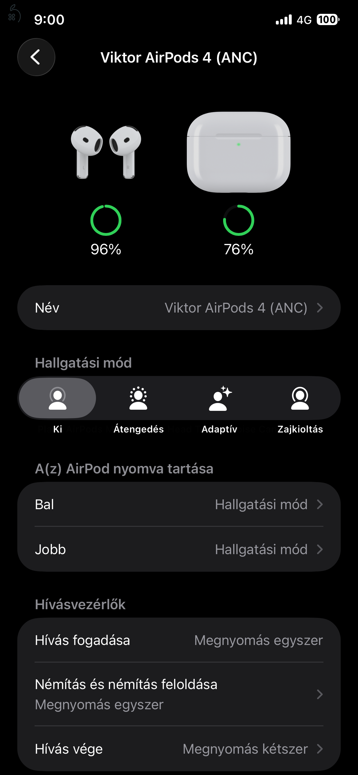 Apple AirPods 4 (ANC) – 1 hónapos, garanciás, hibátlan, EREDETI!!!!!!!