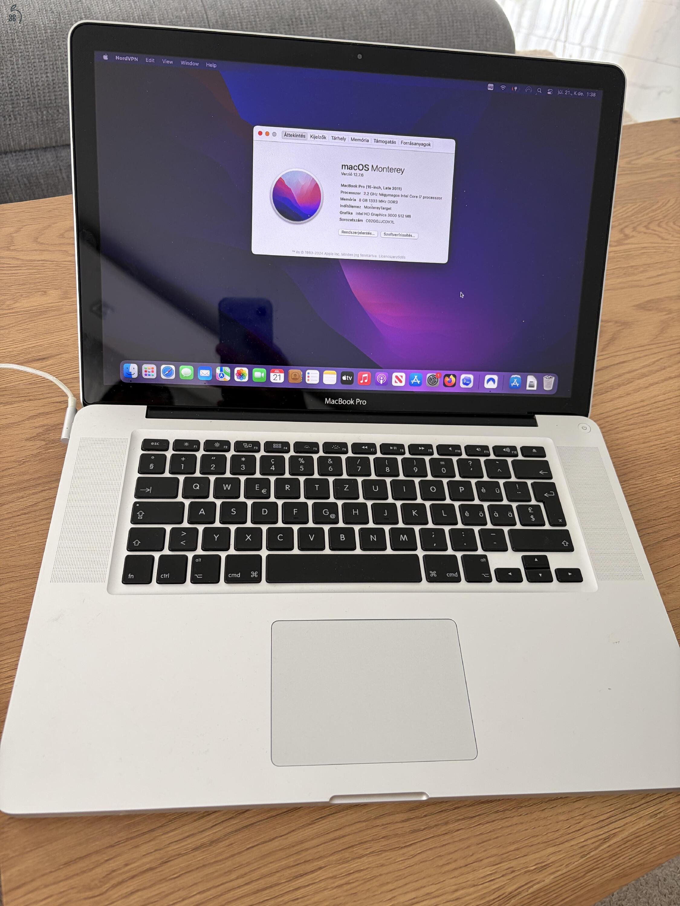 MacBook Pro 15 Late 2011 2.2Ghz négymagos i7 / 8 GB RAM / 128GB SSD / dGPU leválasztva
